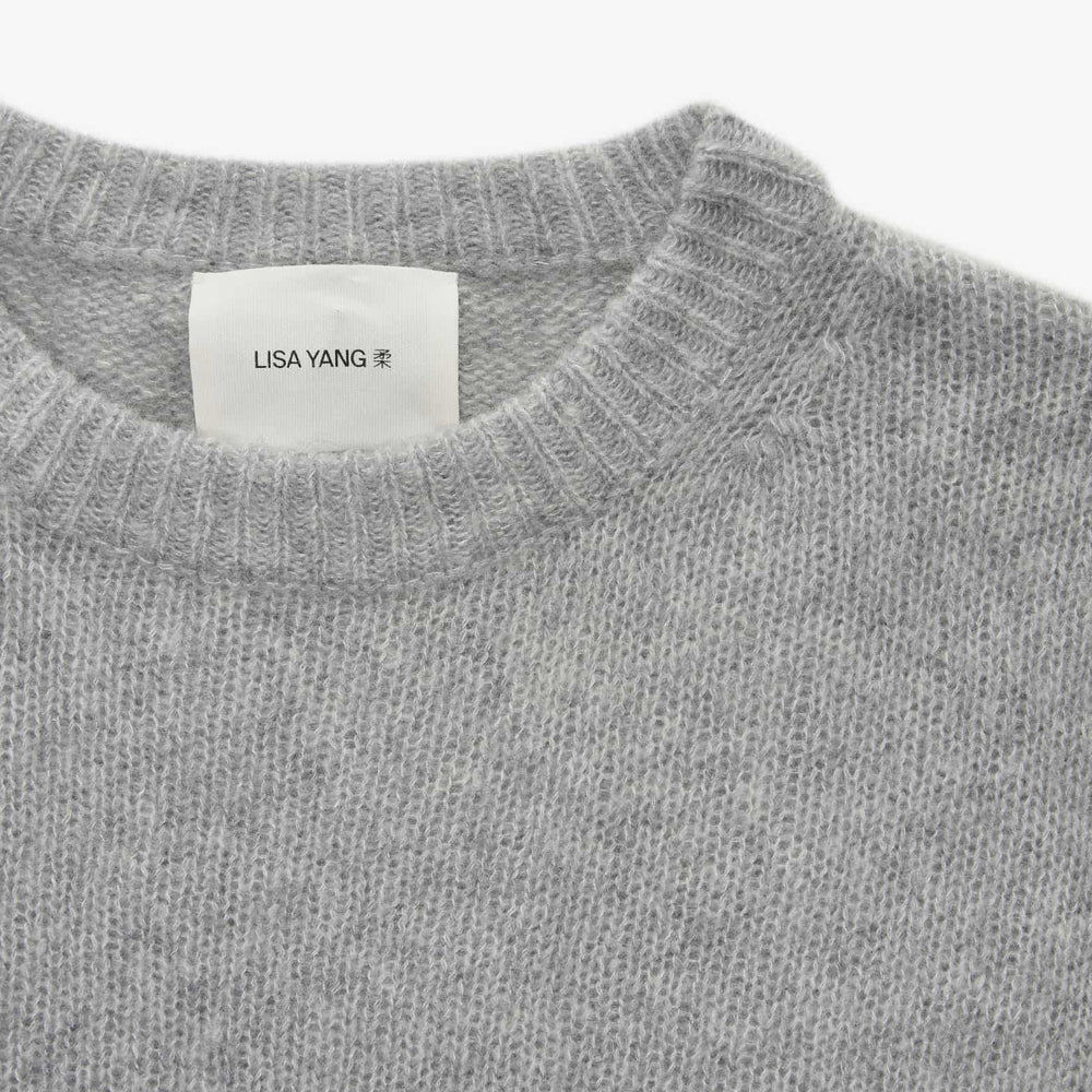 LISA YANG Lova Cloudy Grey Cashmere/Silk Crewneck Sweater