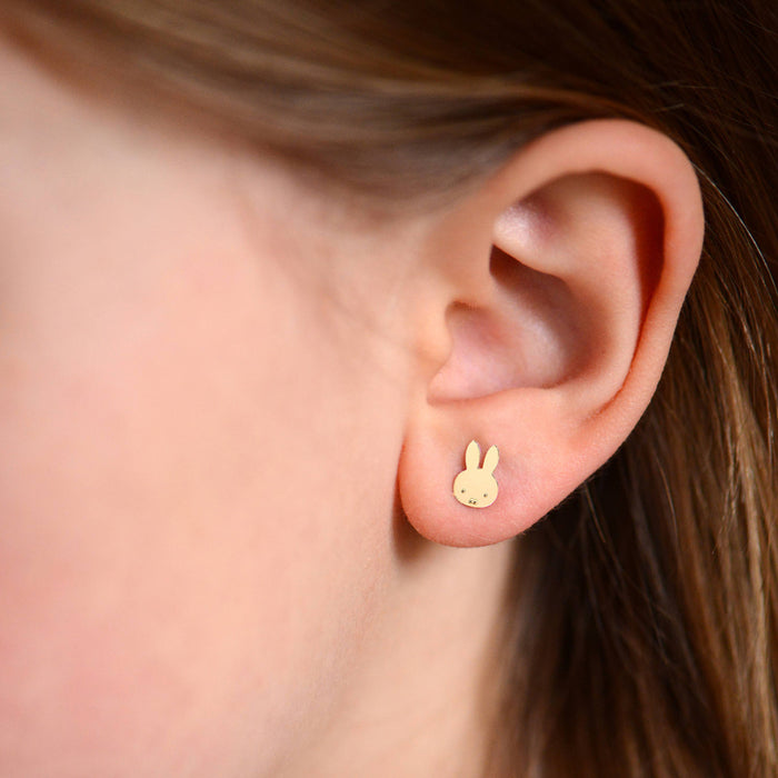 MIFFY Bunny Gold Stud Earrings by Titlee