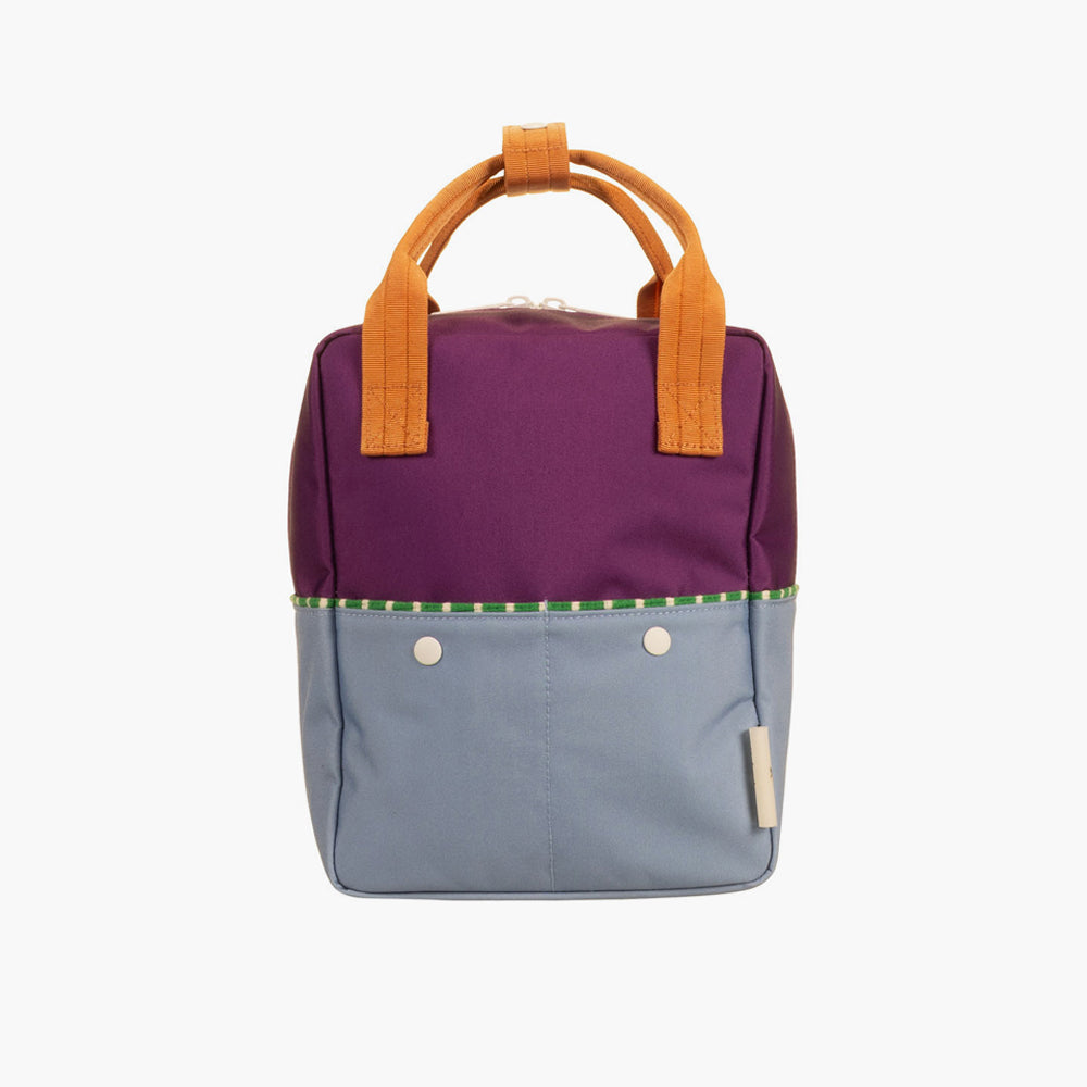 Small Color Block Backpack - Purple + Light Blue