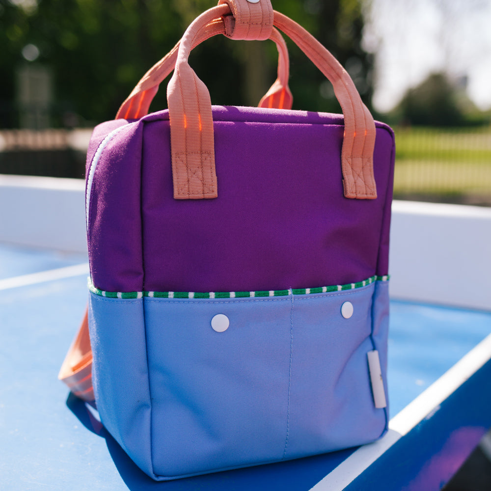 Small Color Block Backpack - Purple + Light Blue