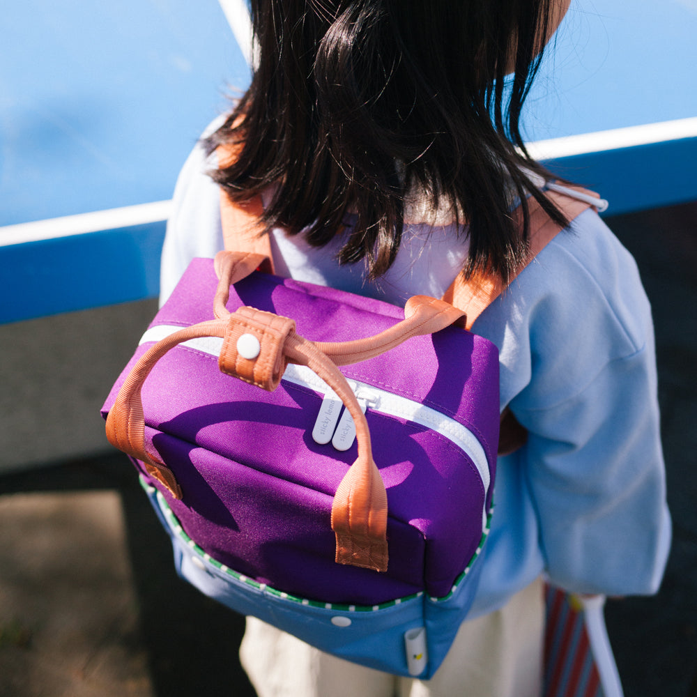 Small Color Block Backpack - Purple + Light Blue