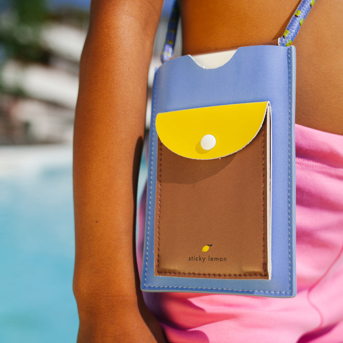 Sticky Lemon Phone Pouch - Pool Blue + Tan