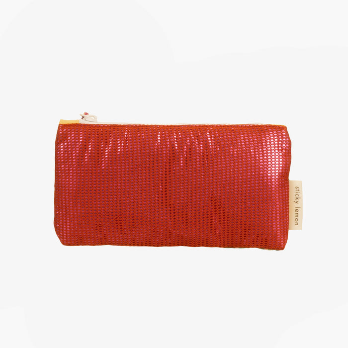 Sticky Lemon Red Mesh Pencil Case