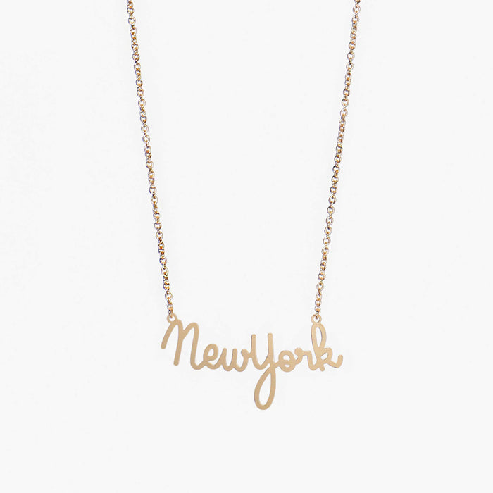 NEW YORK Gold Name Necklace