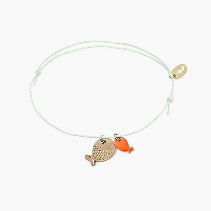 FISH Cotton Bracelet - Gold & Orange Enamel from Titlee