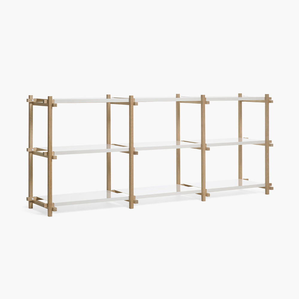 HAY Woody Low Shelf - Oak Frame & White Steel Shelves