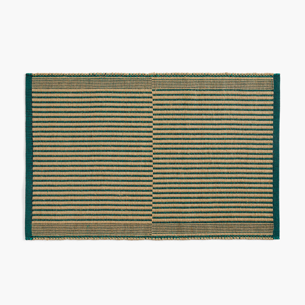 HAY Tapis Jute & Cotton Green/Black Mat - 60 x 95 cm