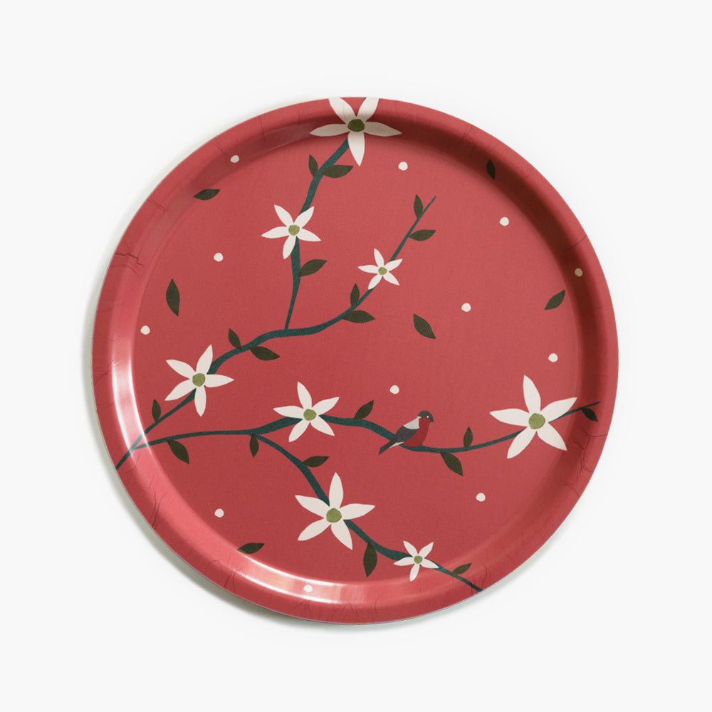 BLU KAT Holiday Flowers Round Serving Tray - 31 cm