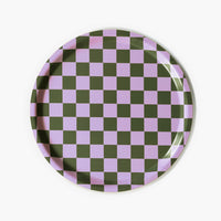 BLU KAT Lilac / Olive CHECKER Round Serving Tray - 31 cm