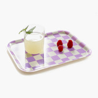 BLU KAT Butter/Lavender Checker Rectangular Serving Tray
