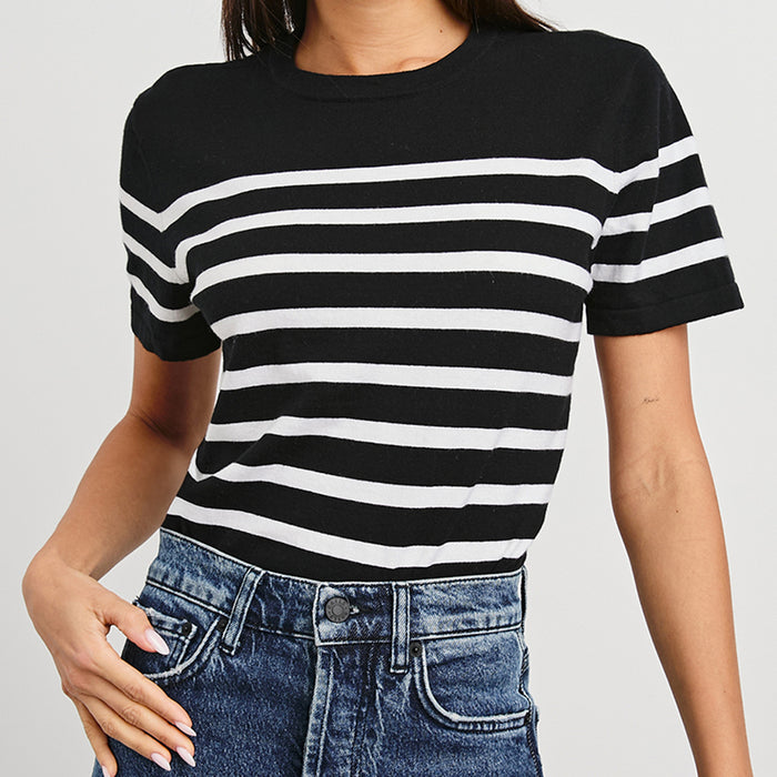 Rails Navy & White Striped Cotton Cashmere T-Shirt