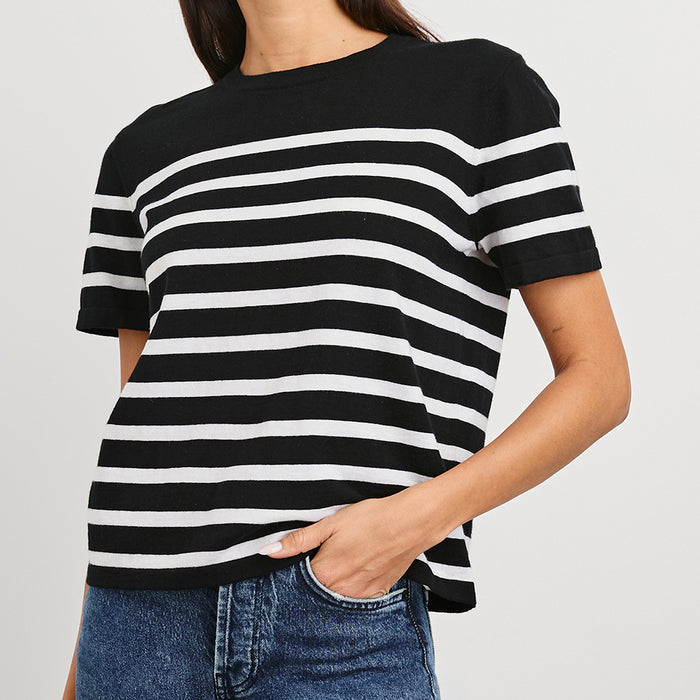 Rails Navy & White Striped Cotton Cashmere T-Shirt