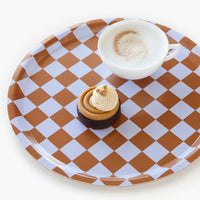 BLU KAT Caramel CHECKER Round Serving Tray - 31 cm