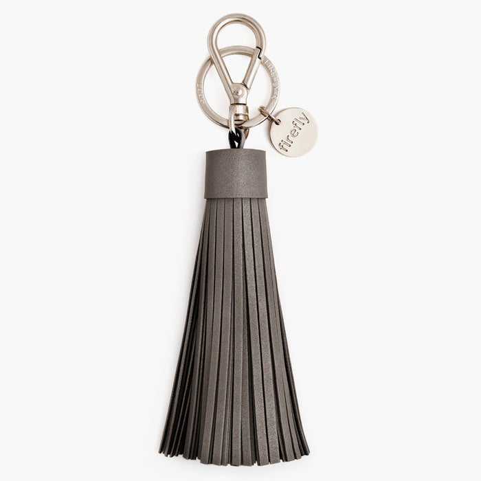 FIREFLY Charcoal Grey Tassel Reflector Bag Charm