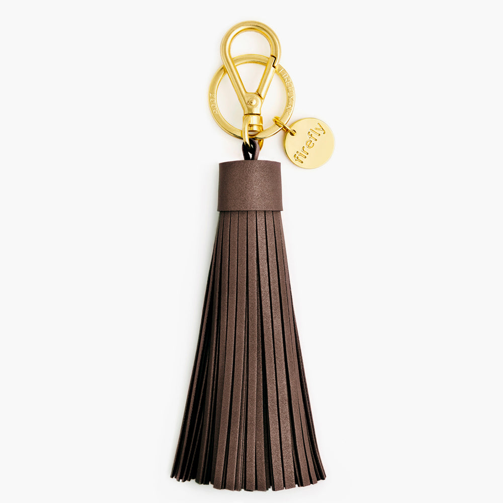 FIREFLY Chocolate Brown Tassel Reflector Bag Charm