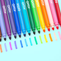 OMY Ultra-Washable Felt Tip Pens - 16 colors