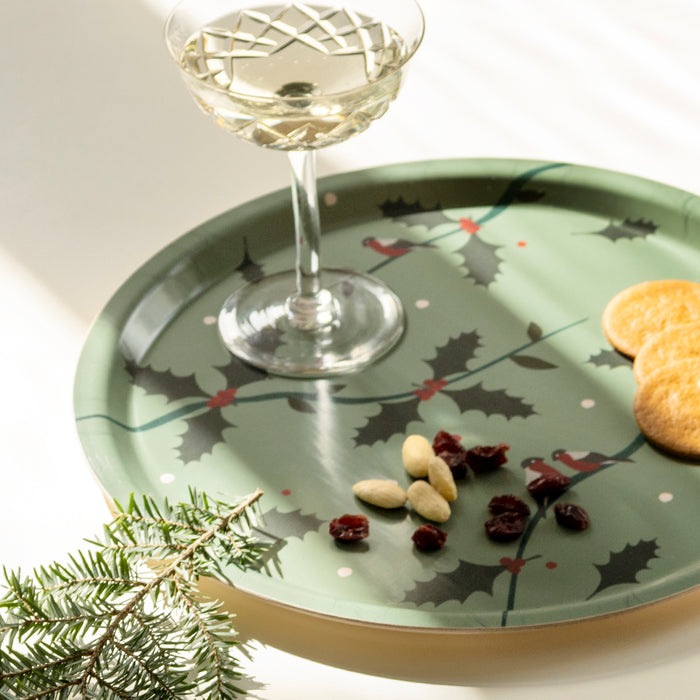 BLU KAT Holiday Branches Round Serving Tray - 31 cm