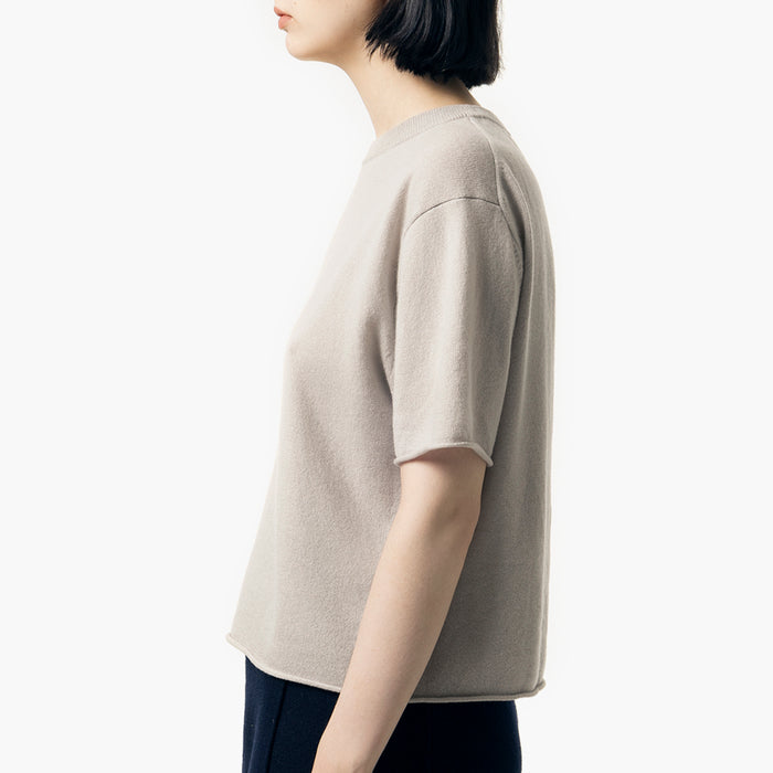 LISA YANG Cila Stone Grey Cashmere T-shirt 