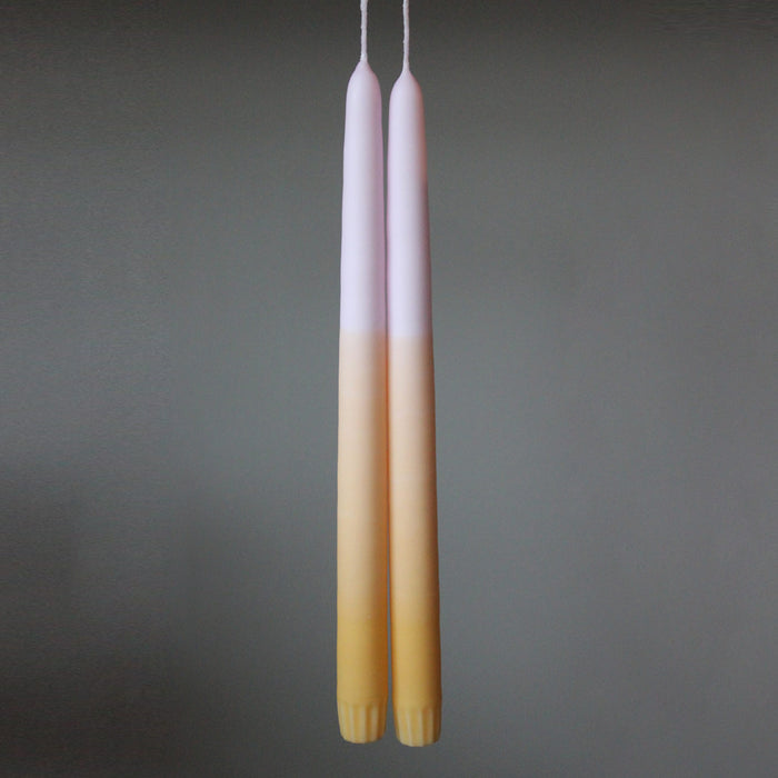 Yellow & Pink Dip Dye Tapered Candles 23cm - Set of Two