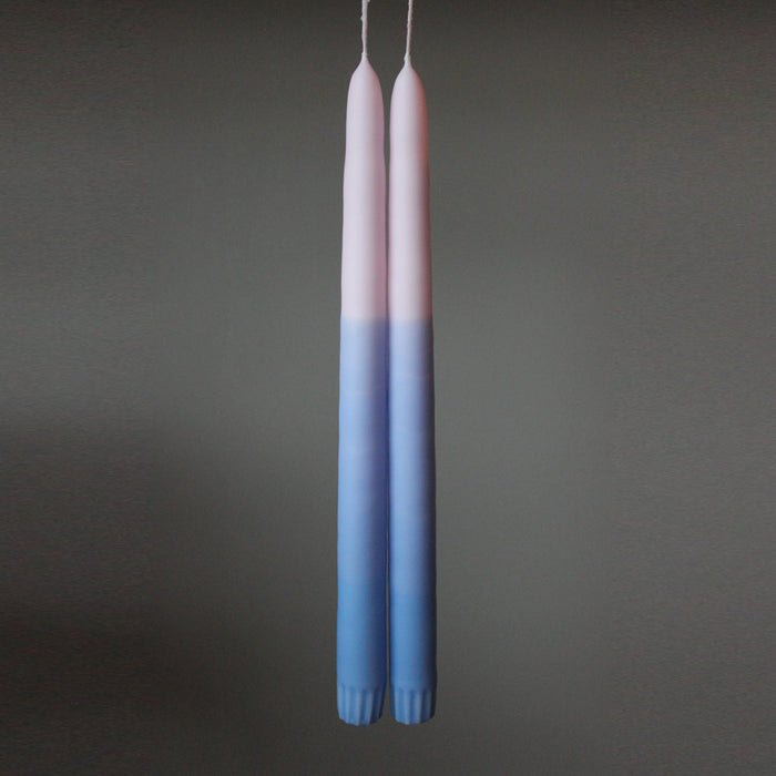 Sky Blue & Pink Dip Dye Tapered Candles 23cm - Set of Two