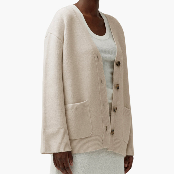 LISA YANG Kellie Oversized Organic Cashmere Cardigan in Sand