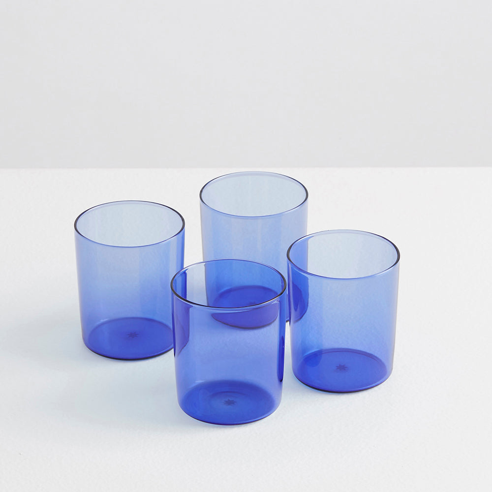 Maison Balzac Set of Four Large Blue Drinking Glasses
