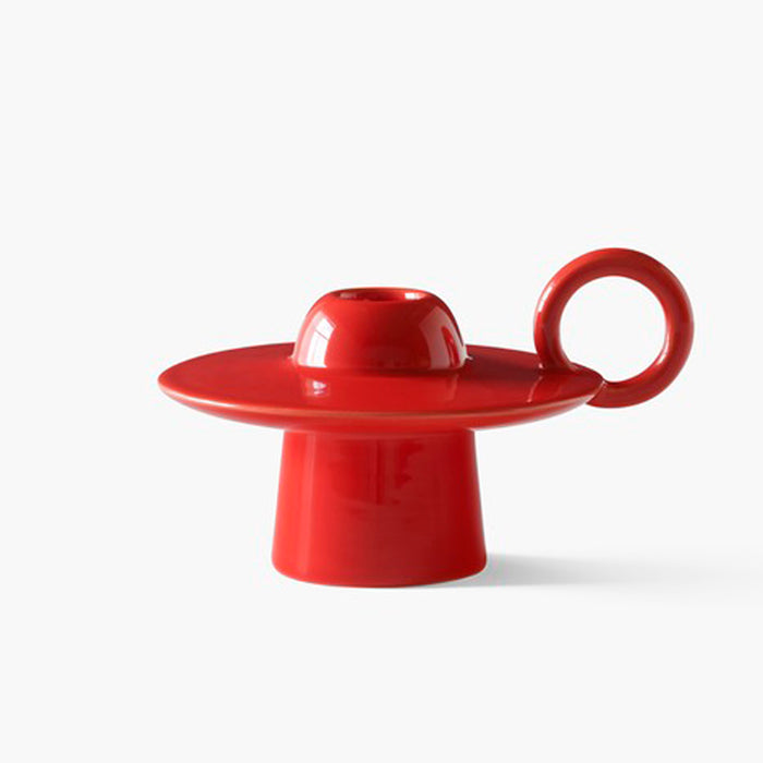 &Tradition Momento Poppy Red Ceramic Candleholder