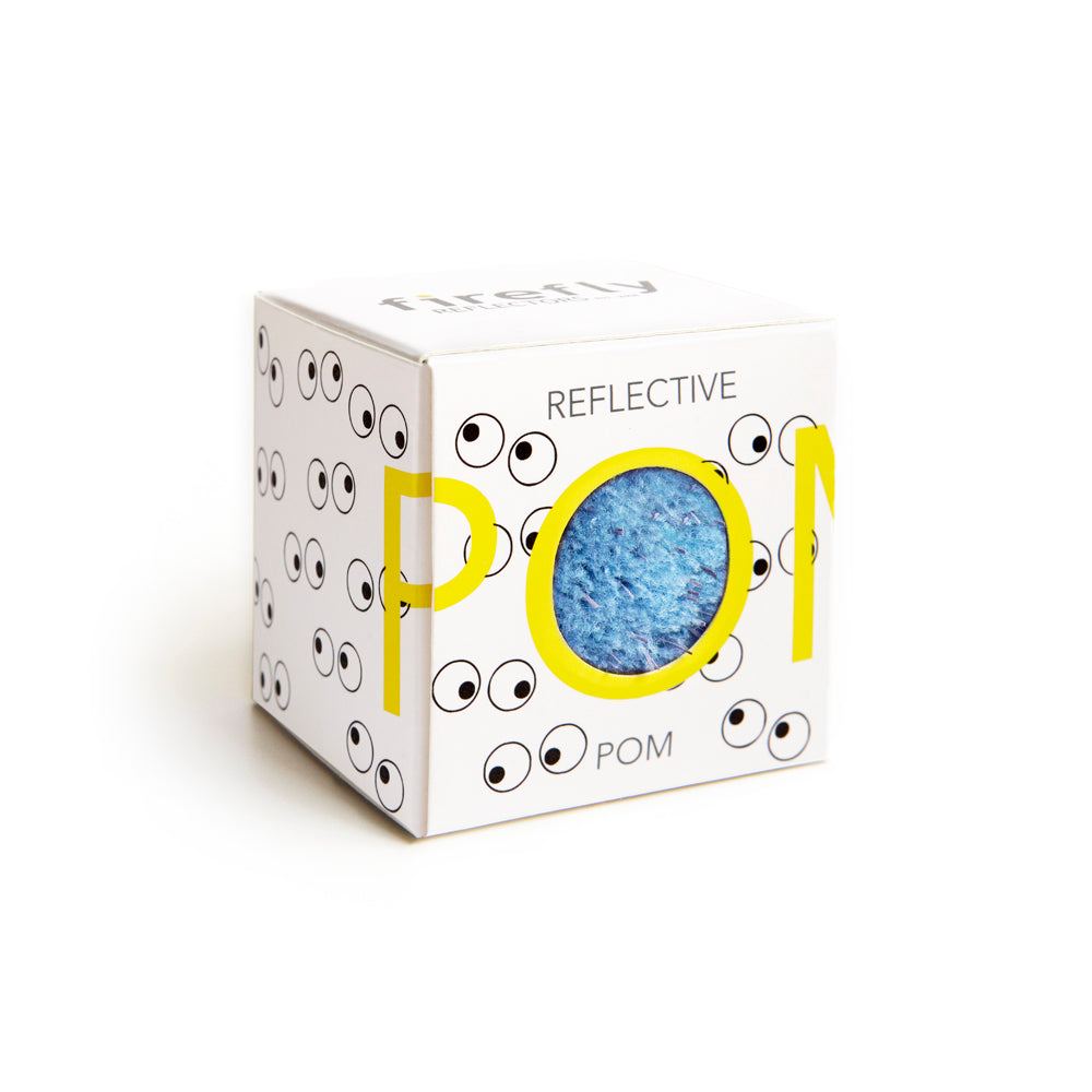 Reflective Pom Pom with Eyes - Baby Blue