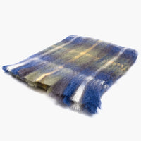 Mantas Ezcaray Tartan Cobalt Blue Mohair and Wool-Blend Scarf