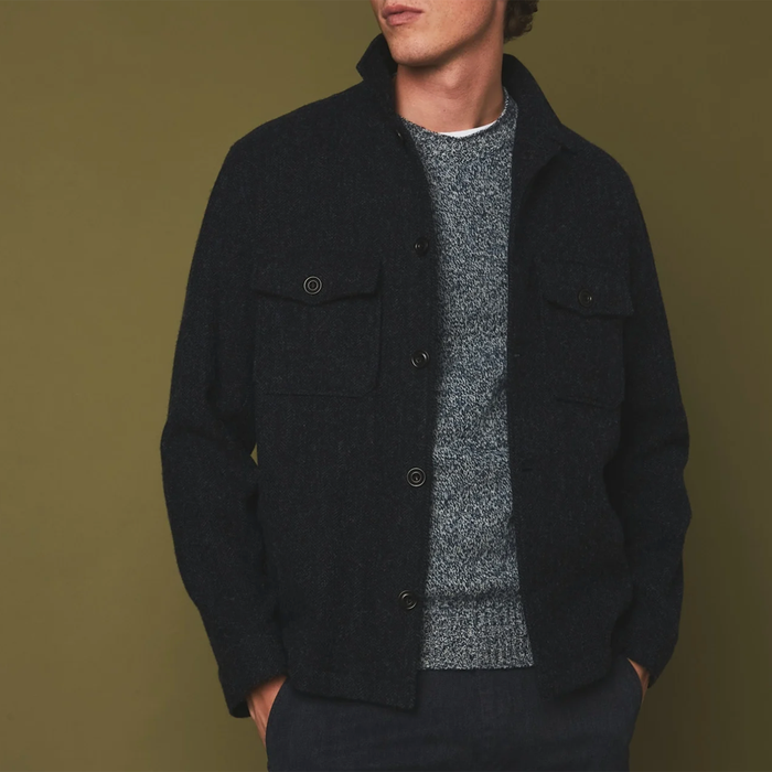 HARTFORD Navy Recycled Wool Jacket / Overshirt