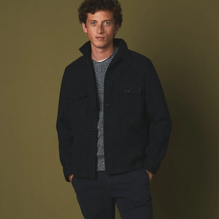 HARTFORD Navy Recycled Wool Jacket / Overshirt