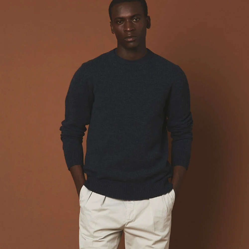 Blue merino wool sales sweater