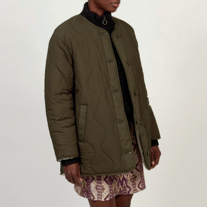 HARTFORD Military Green Reversible Quilted Sherpa Jacket