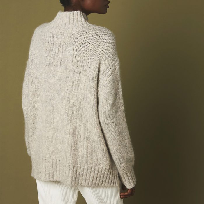 HARTFORD Light Grey Alpaca Wool Turtleneck Sweater