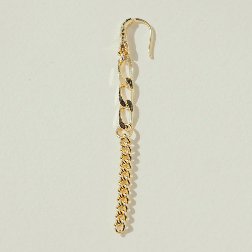 BY1OAK 'The Night is Young' Mixed Chain Gold Earring