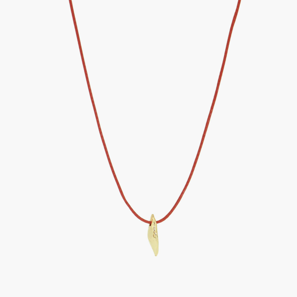 BY1OAK Gold Charm Red String Necklace