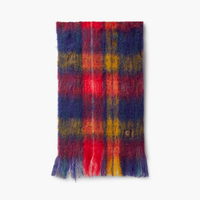 Mantas Ezcaray Tartan Navy / Red Mohair and Wool-Blend Scarf