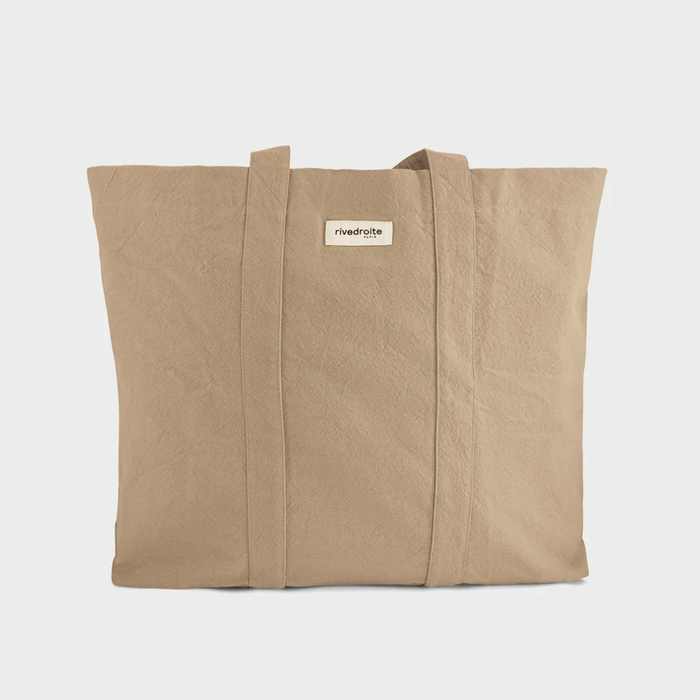 Rive Droite Sand Beige Recycled Cotton Canvas Giant Tote Bag