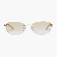 Le Specs SLINKY Rimless Oval Sunglasses - Gold