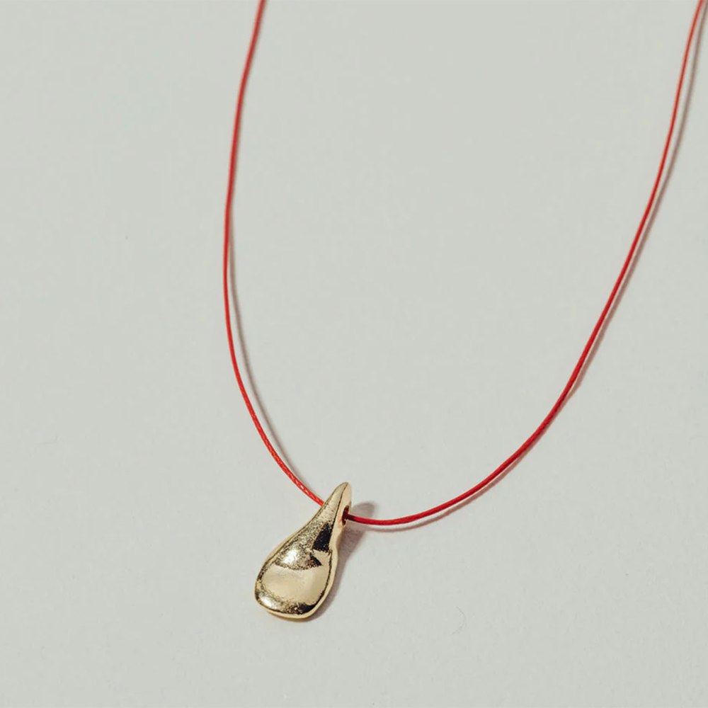 'Sand' Gold Charm Red String Necklace