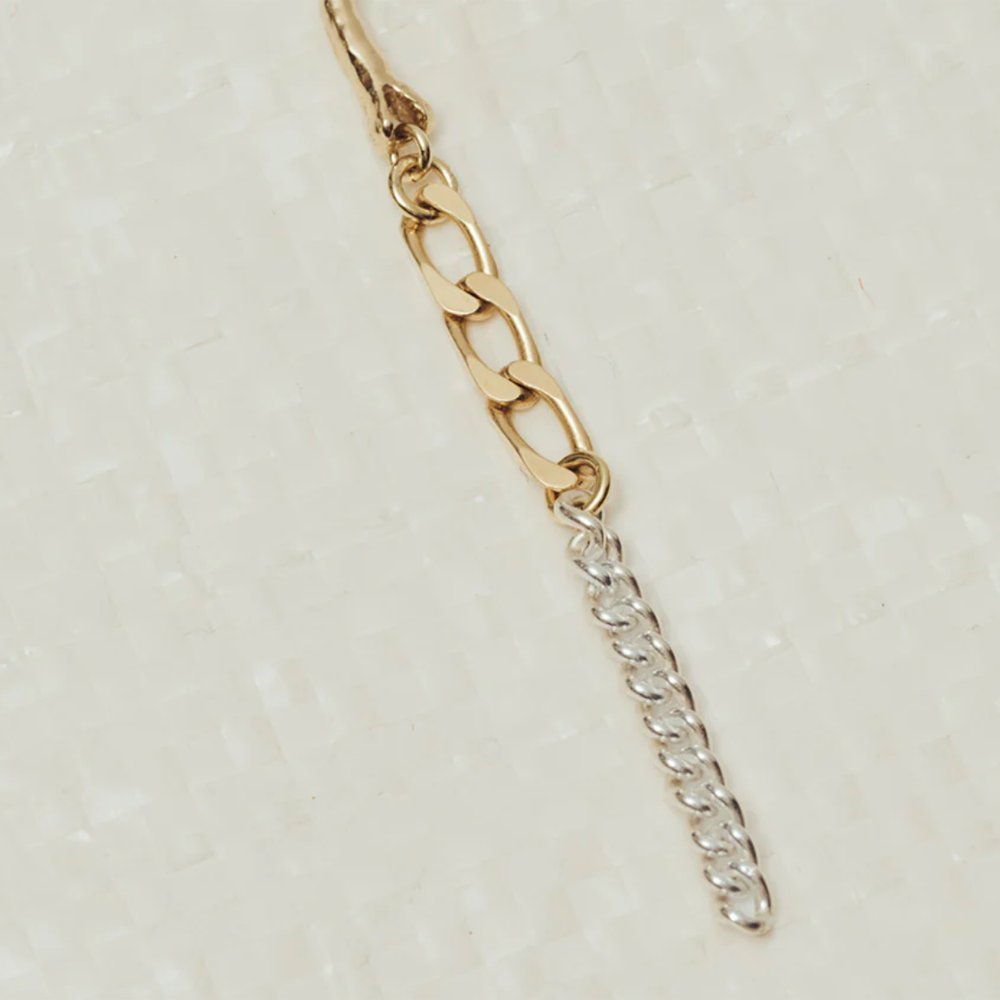 BY1OAK 'The Night is Young' Mixed Chain Gold + Silver Earring