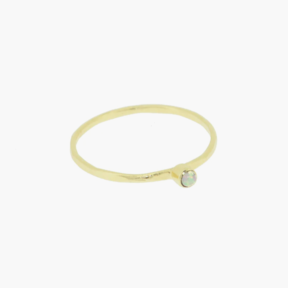 'Very Paris' Opal Fine Hammered Gold Ring