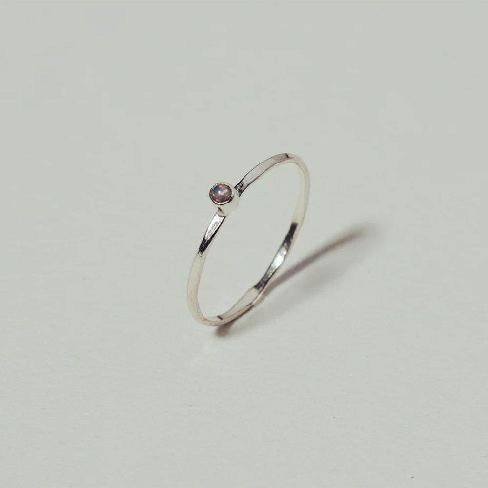 'Very Paris' Opal Fine Hammered Silver Ring