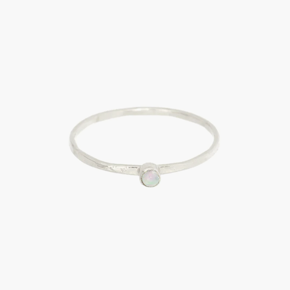 'Very Paris' Opal Fine Hammered Silver Ring