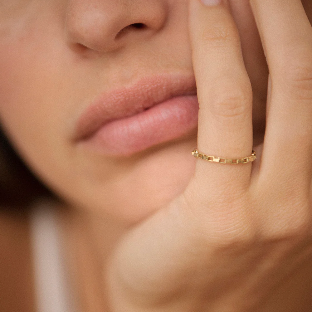 'Boxy' Chain Silver Ring