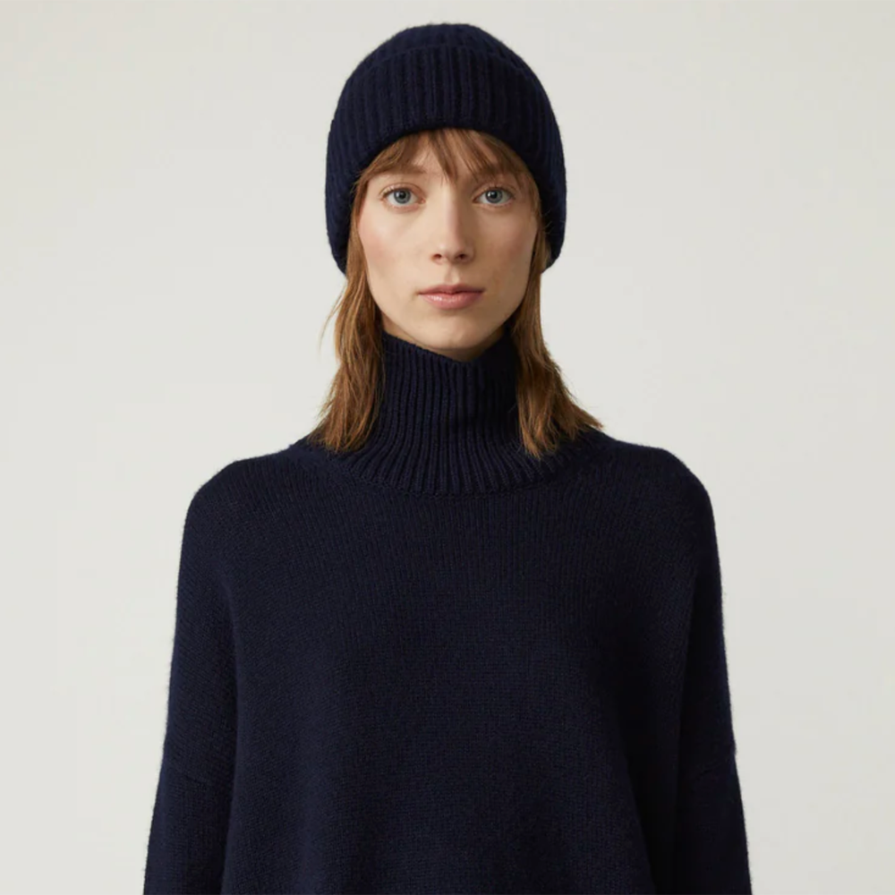 LISA YANG Martigny Navy Cashmere Beanie Hat