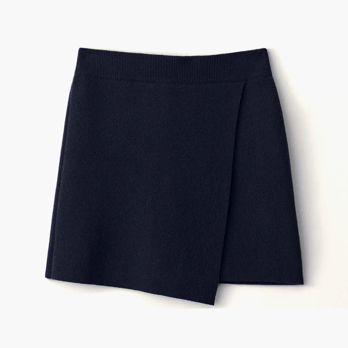 LISA YANG Josette Navy Cashmere Mini Skirt