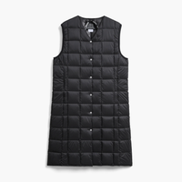 TAION Womens Black Long V-Neck Down Vest