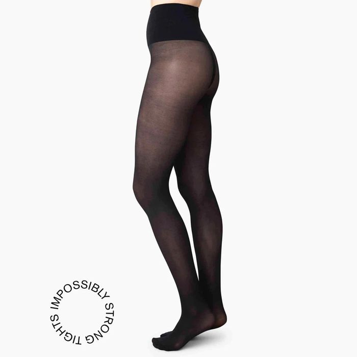 Lois Black Rip Resistant Tights  - 40 DEN from Swedish Stockings.