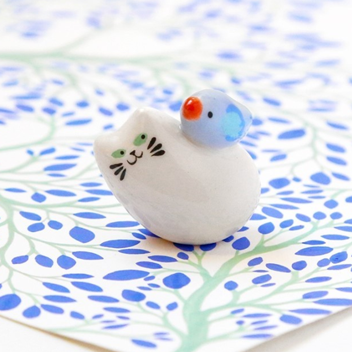 Hummingbird Cat Ceramic Decoration from Dodo Toucan